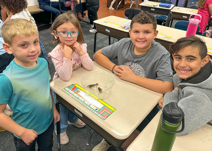 Students with crayfish