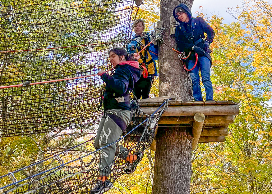 Students on rope course