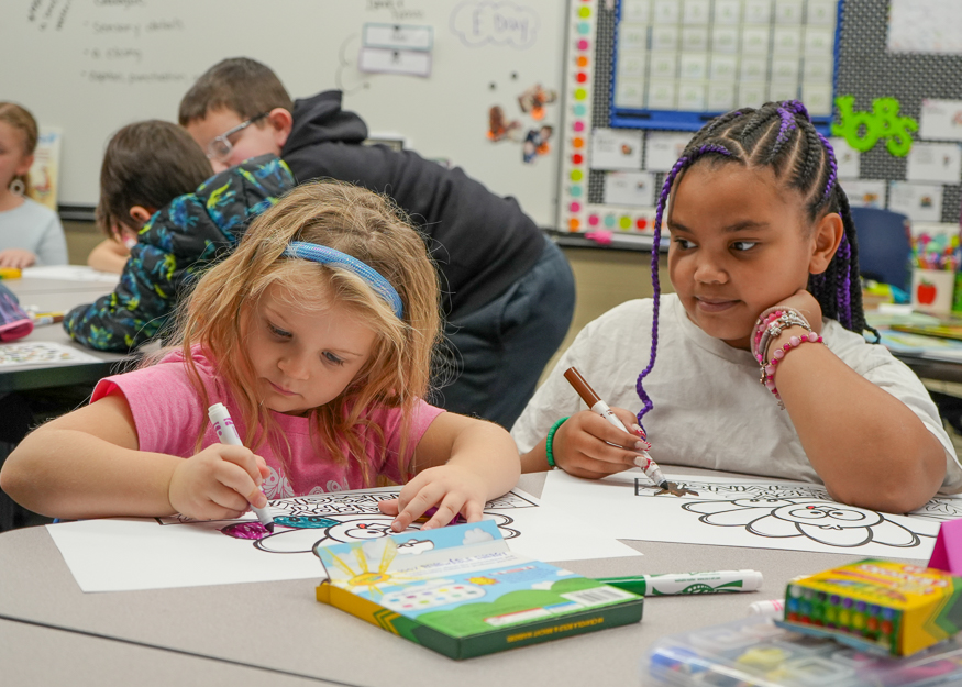 Students color together