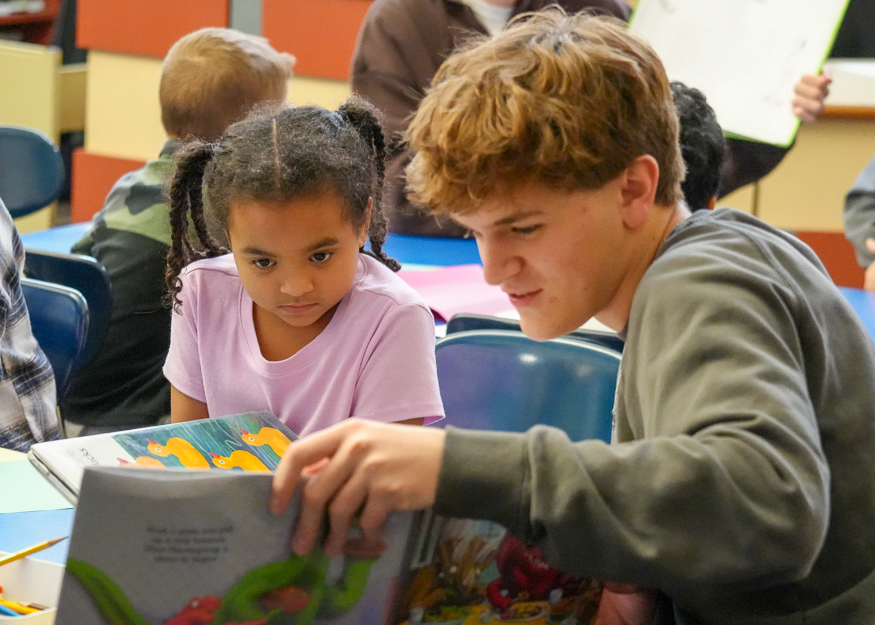 Students read together