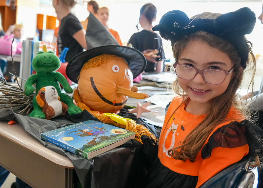 Student with pumpkin