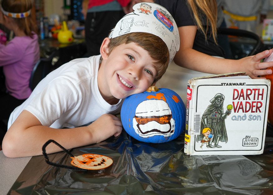 Student with pumpkin