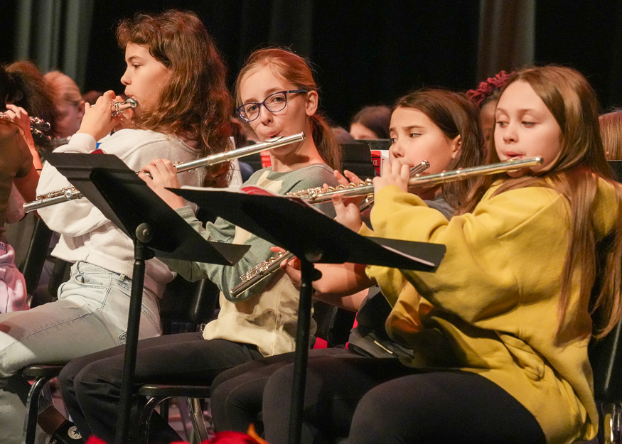 Students rehearse on instruments